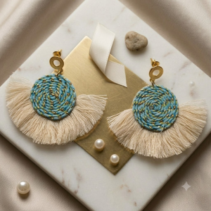 Aretes Hilos de algodón tejidos